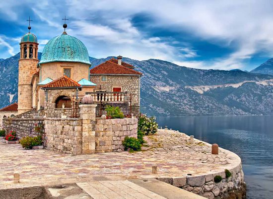 Castle on Island on the lake in Montenegro